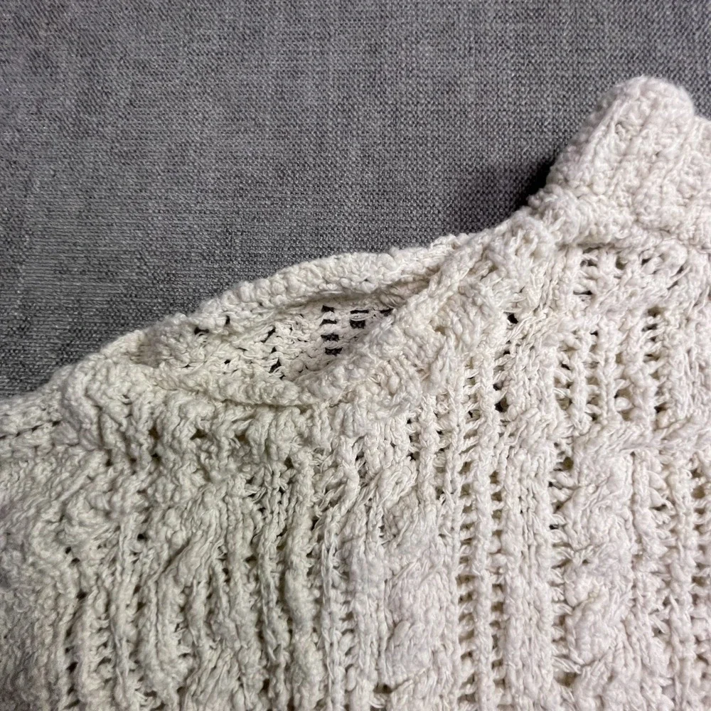 Free People Cropped Sweater Womens 2XS Cream Chunky Knit Mock Neck Pullover